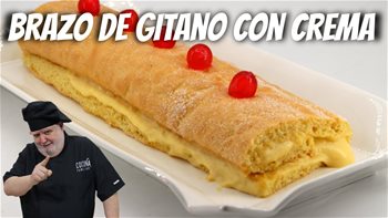 Solo 3 minutos para ver como se hace un Brazo de gitano con crema - Recetas de Javier Romero