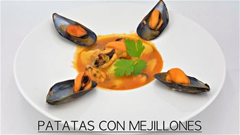 GUISO DE PATATAS CON MEJILLONES - Receta muy económica - como abrir mejillones