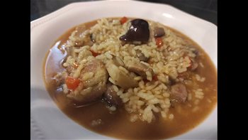 Arroz meloso con panceta y setas