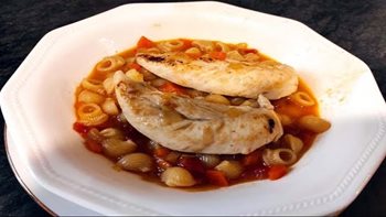 solomillos de pollo con pasta