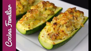 Calabacín relleno gratinado con queso parmesano. RECETAS PARA DIETA