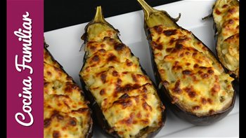 Como hacer BERENJENAS RELLENAS de pollo AL HORNO paso a paso