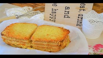 PASTEL DE SANDWICH CROQUE MONSIEUR / CROQUE MONSIEUR SANDWICH CAKE / CROCKPOT