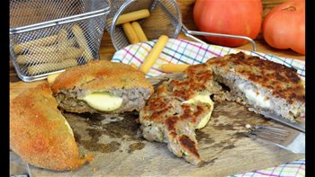ESPECTACULARES HAMBURGUESAS RELLENAS DE QUESO COMO TE GUSTAN MAS EMPANADAS O SIN EMPANAR
