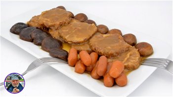 Redondo de ternera en salsa con guarnición - como hacer redondo de ternera - ternera con setas