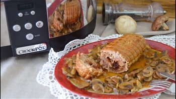 ROLLO DE LOMO DE CERDO RELLENO CON CHAMPIÑONES / PORK LOIN ROLL STUFFED WITH MUSHROOMS / CROCK POT