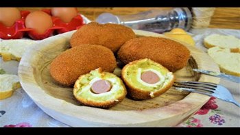 Croquetas de patatas RELLENAS de salchichas y queso RIQUISIMAS