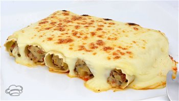 RECETA FÁCIL DE CANELONES GRATINADOS con setas Shiitake